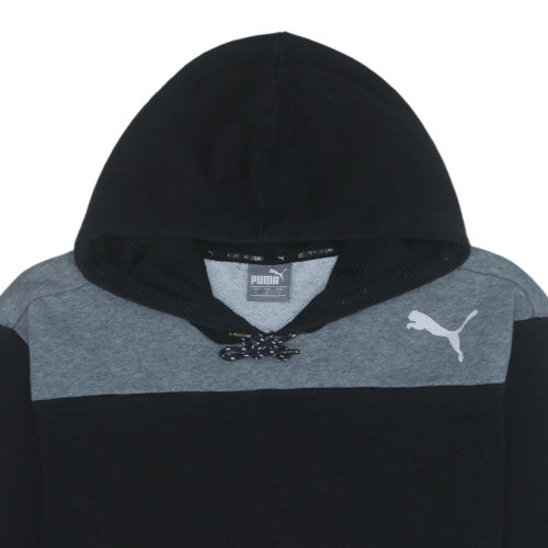 Puma Men's Black Small Pullover Hoodie with Logo Print