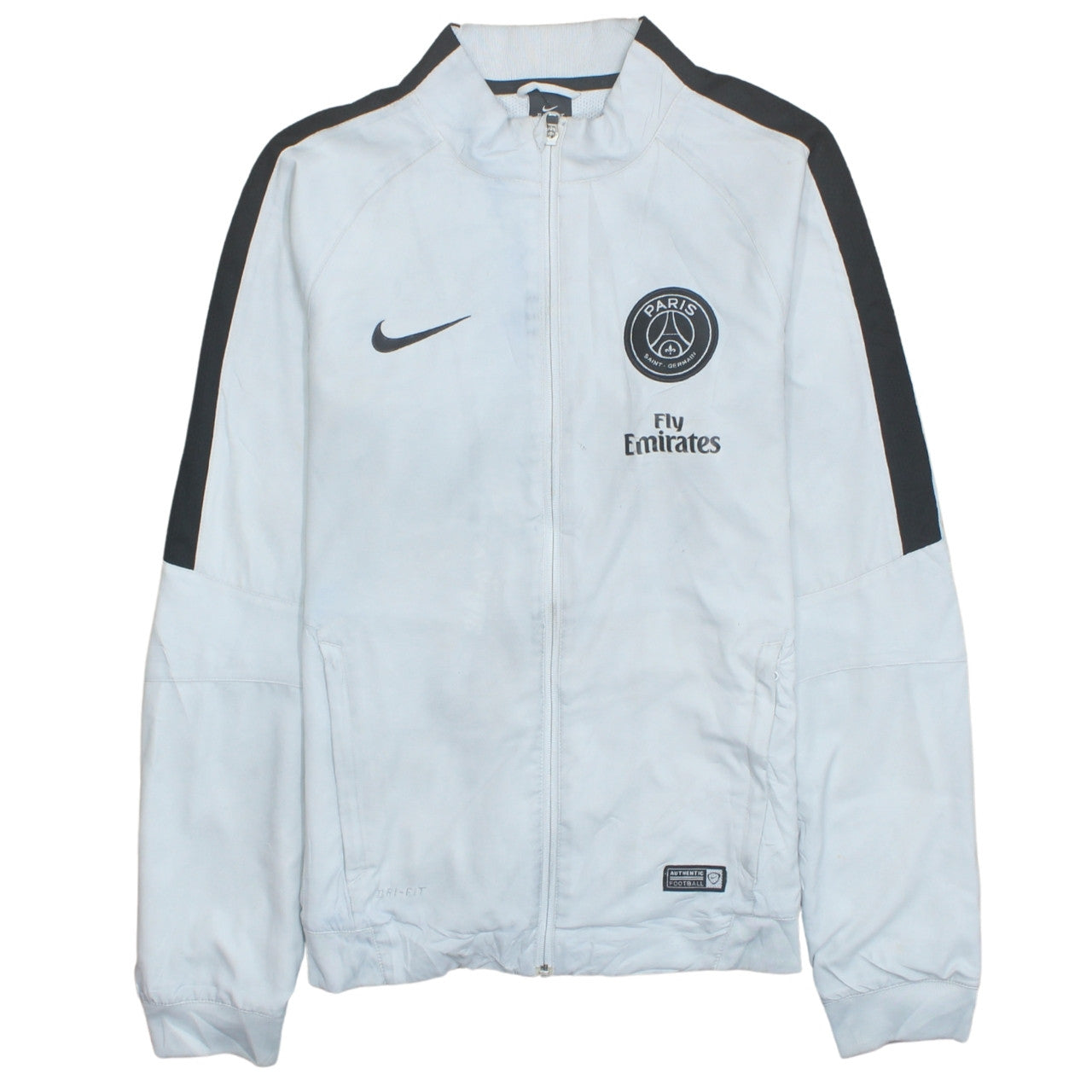 Nike PSG Men's White Track Jacket Small Dri-Fit Full Zip Football Top