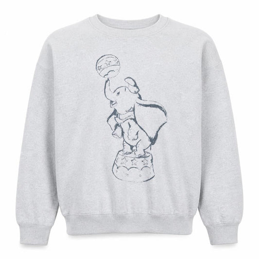 Disney Unisex Grey Dumbo Graphic Print Pullover Sweatshirt S