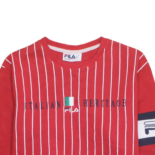 FILA Men's Red Italian Heritage Striped Sweatshirt L Crew Neck