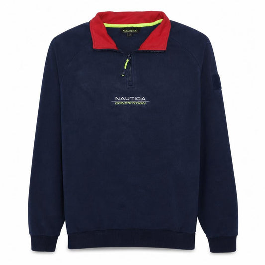Nautica Men’s Blue 1/4 Zip Fleece Sweatshirt UK M Logo Sports Style