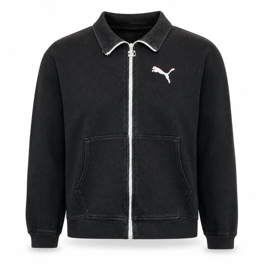 Puma Men's Black Small Track Jacket Full Zip Fleece Sportswear