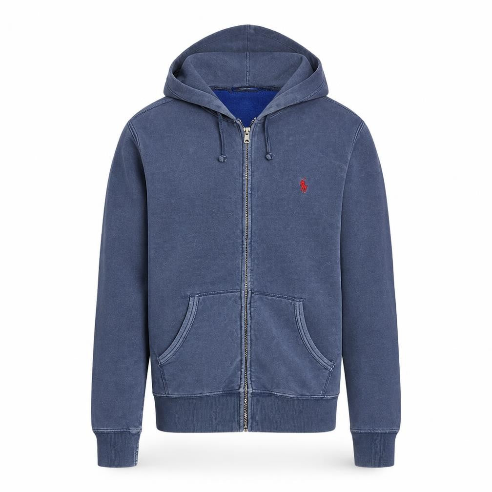 Ralph Lauren Men's Blue Full Zip Hoodie Size S Classic Logo Cotton Blend