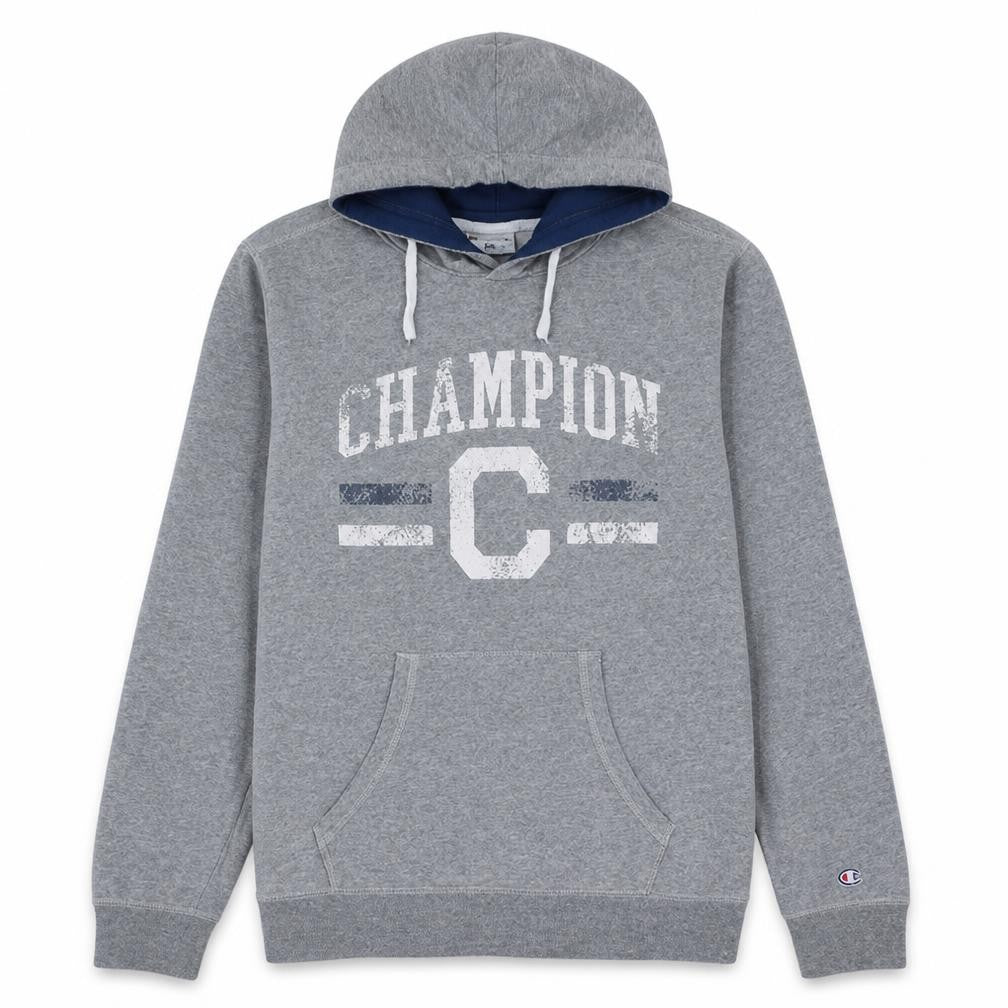 Champion Men's Grey Pullover Hoodie M Regular Fit Graphic Print