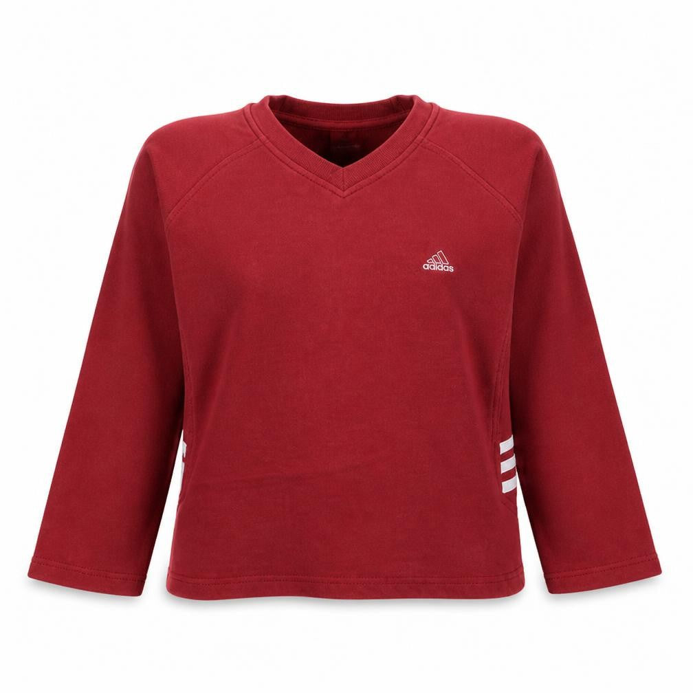Adidas Womens Red V-Neck Sweatshirt Size 12 Casual Pullover