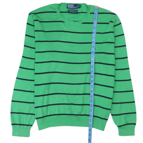 Ralph Lauren Men’s Green Striped Cotton Crew Neck Jumper XL