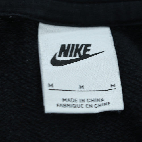 Nike Women Black Pullover Hoodie M Hooded Raglan Sleeve Logo Sweatshirt