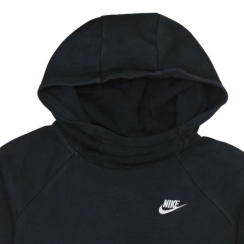 Nike Women Black Pullover Hoodie M Hooded Raglan Sleeve Logo Sweatshirt