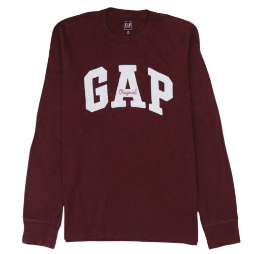 GAP Mens Red Long Sleeve Logo Crew Neck T-Shirt Size M