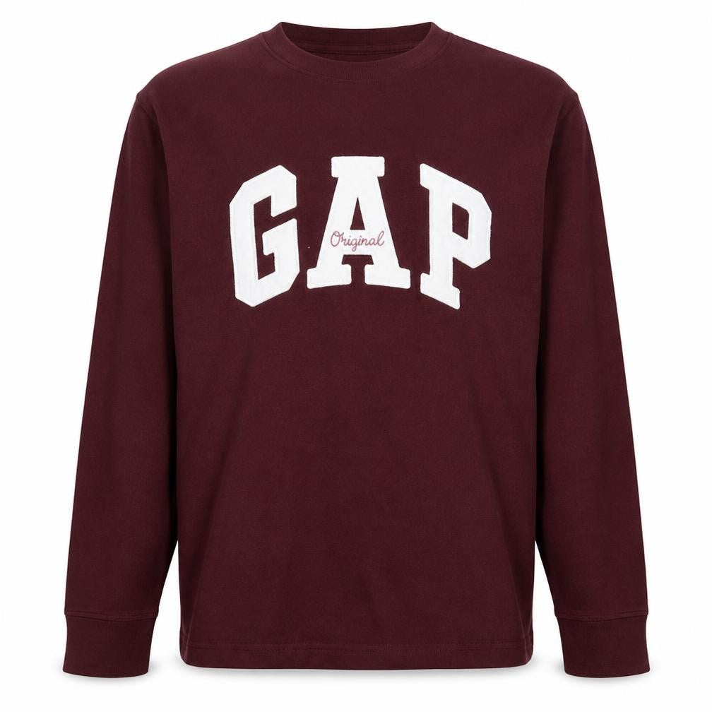 Gap Mens Red Long Sleeve Logo Crew Neck T-Shirt Size M