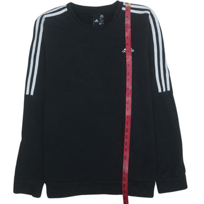 Close-up detail of Adidas Men's Black L Pullover Sweatshirt Fleece Crew Neck Regular Fit