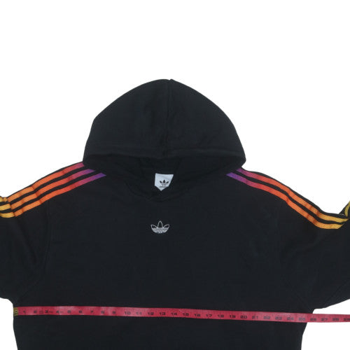 Adidas Mens Black XL Pullover Hoodie with Rainbow Stripes