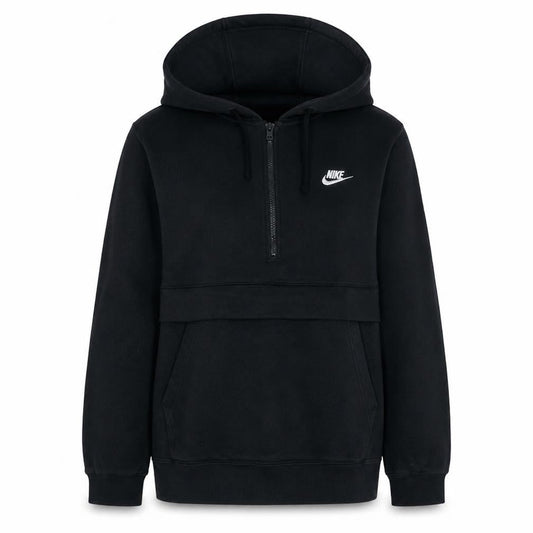 Nike Womens Black 1/2 Zip Hoodie Size L Cotton Blend Pullover