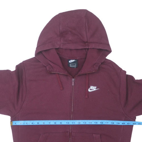 Nike Women's Burgundy Full Zip Hoodie Small Cotton Blend