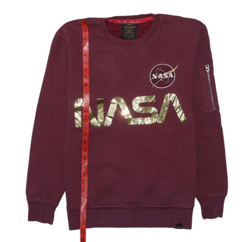 Alpha Industries Women’s Burgundy NASA Sweatshirt Medium Gold Logo