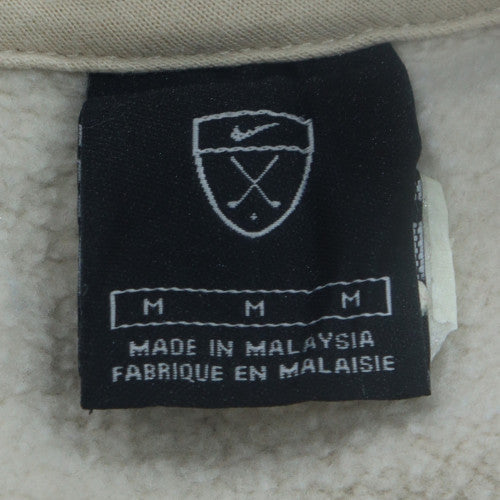 Nike Men Beige 1/4 Zip Pullover Sweatshirt M Fleece Casual