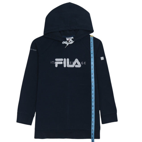 Fila Women’s Navy Blue Pullover Hoodie L Cotton Blend Logo