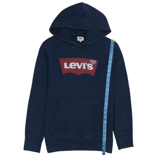 Levi's Men's Blue Pullover Hoodie Small Logo Fleece Sweatshirt