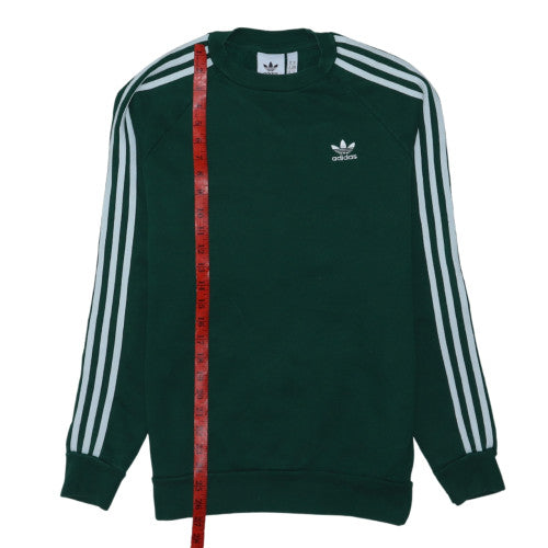 Adidas Mens Green XS Crew Neck Sweatshirt with Logo Stripe Design