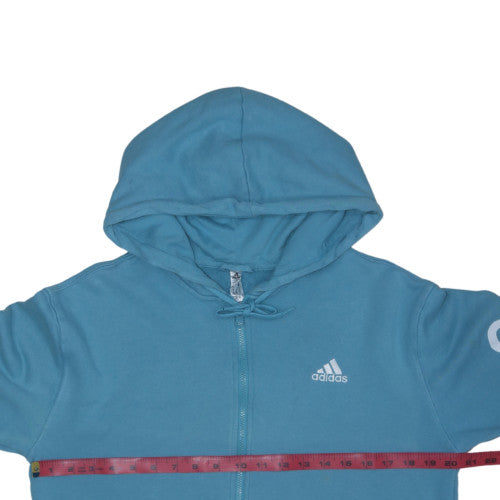 Adidas Womens Blue Full Zip Hoodie Size L Cotton Blend