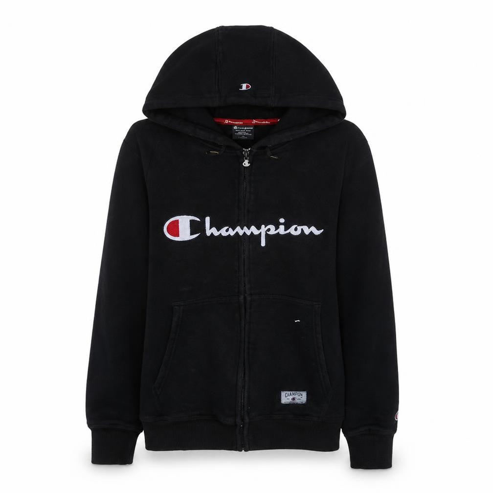 Champion Men's Black Full Zip Hoodie Small Embroidered Logo