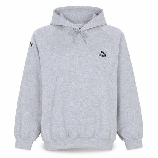 Puma Womens Grey Pullover Hoodie L Cotton Blend Casual Sweatshirt