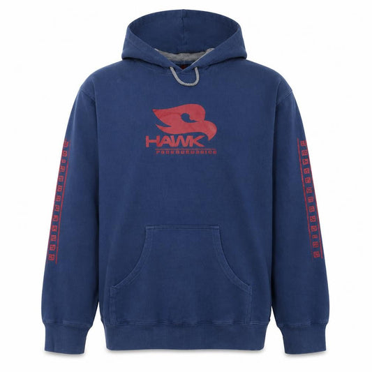 Hawk Mens Blue Pullover Hoodie L Fleece Graphic Skater Sweatshirt