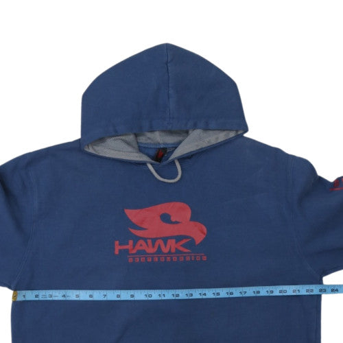 Hawk Mens Blue Pullover Hoodie L Fleece Graphic Skater Sweatshirt