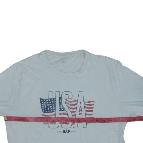 GAP Men's White USA Flag Graphic T-Shirt Size M Regular Fit Crew Neck