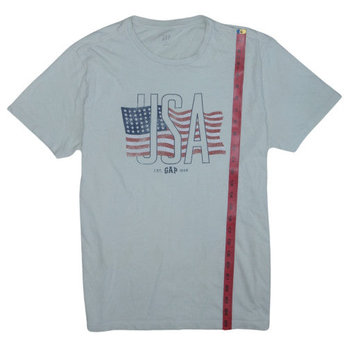 GAP Men's White USA Flag Graphic T-Shirt Size M Regular Fit Crew Neck