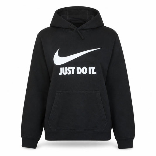 Nike Women's Black Medium Pullover Hoodie 'Just Do It' Logo Sweatshirt