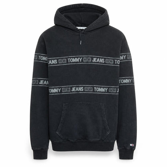 Tommy Jeans Men's Black Small Pullover Hoodie Cotton Logo Casual