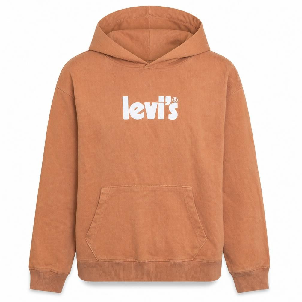Levi's Womens Brown Pullover Hoodie L Logo Cotton Casual
