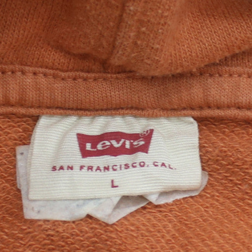 Levi's Womens Brown Pullover Hoodie L Logo Cotton Casual
