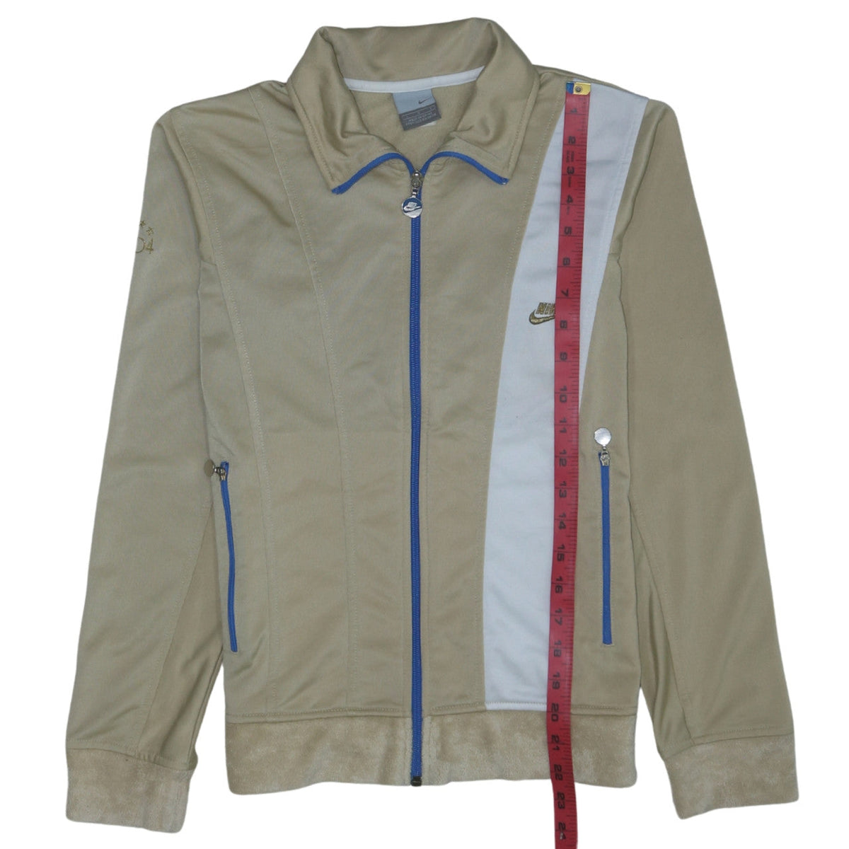 Nike Women's Beige Track Jacket L Full Zip Colourblock Sportswear