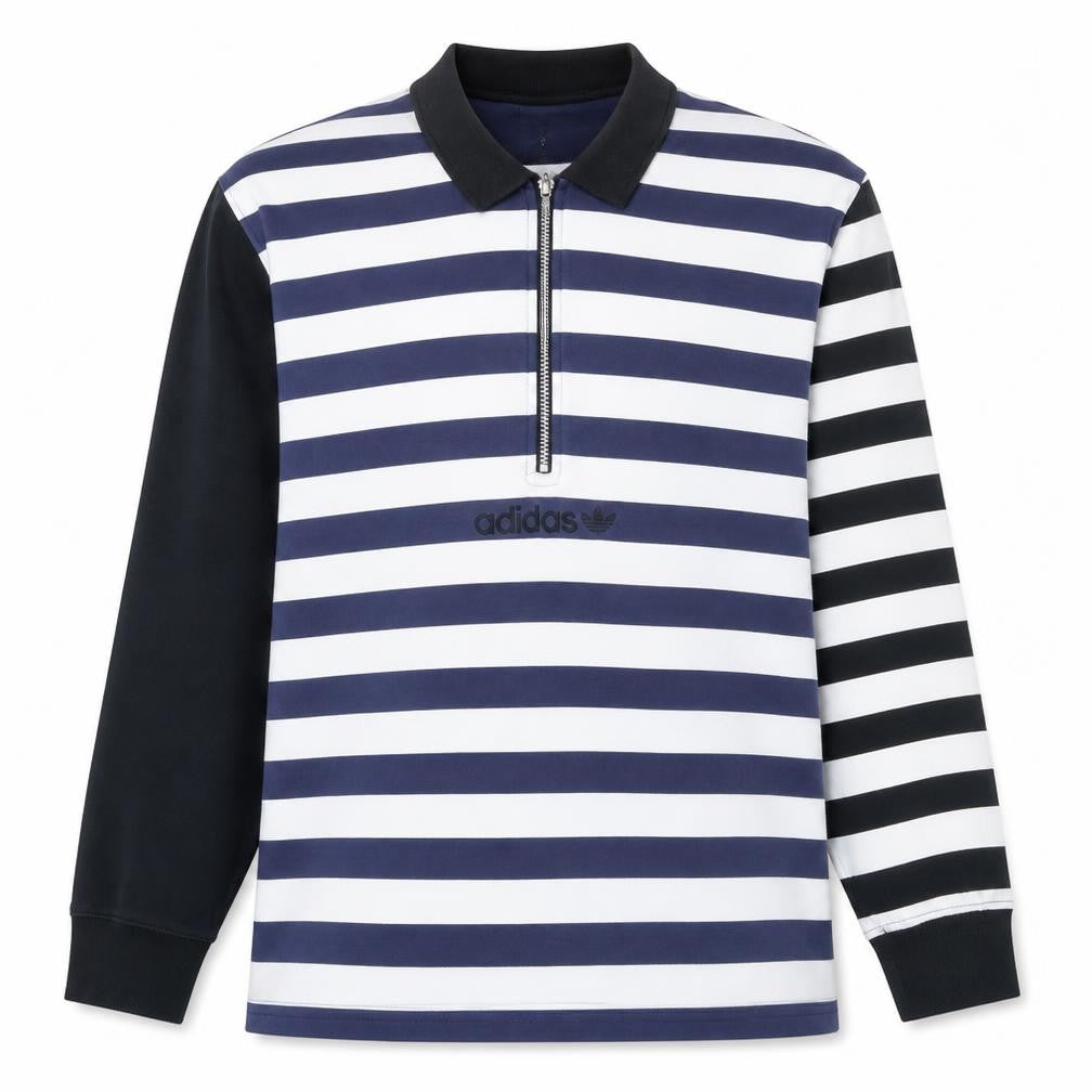 Adidas Mens Blue Striped Collared 1/2 Zip Sweatshirt Size L