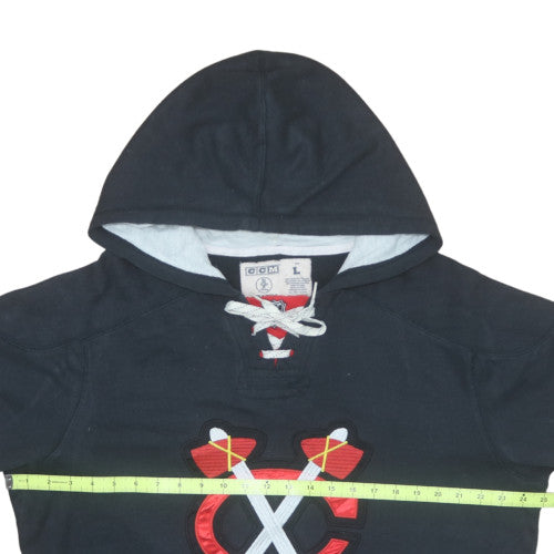 CCM Mens Black Hockey Logo Pullover Hoodie Size L