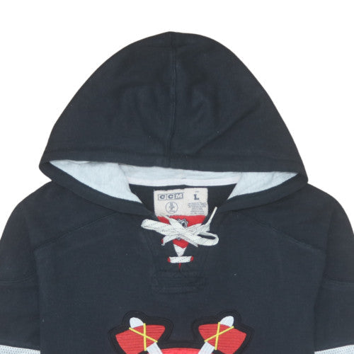CCM Mens Black Hockey Logo Pullover Hoodie Size L