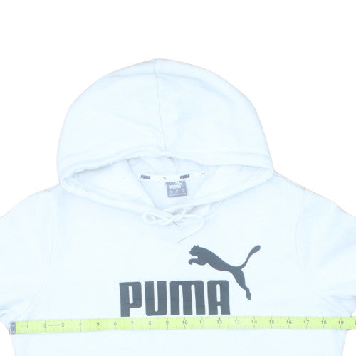 Puma Women White Pullover Hoodie Medium Logo Hooded Sweatshirt