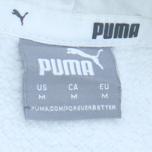 Puma Women White Pullover Hoodie Medium Logo Hooded Sweatshirt