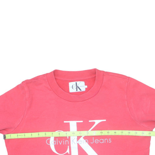 Calvin Klein Jeans Womens Pink Logo Crew Neck Sweatshirt Size L