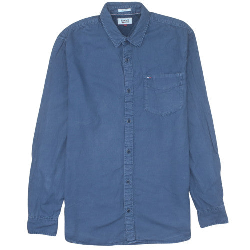 Tommy Jeans Men's Blue Long Sleeve Button-Up Cotton Shirt L
