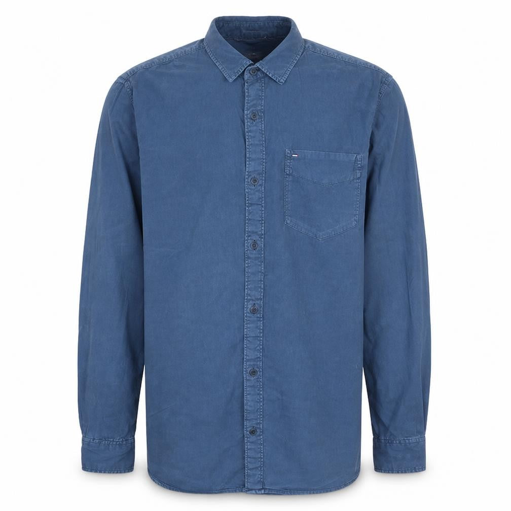 Tommy Jeans Men's Blue Long Sleeve Button-Up Cotton Shirt L