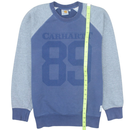 Carhartt Men’s Blue Crew Neck Pullover Logo Sweatshirt M
