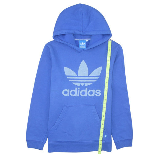 Adidas Men Blue Pullover Hoodie Fleece Graphic Logo Size S