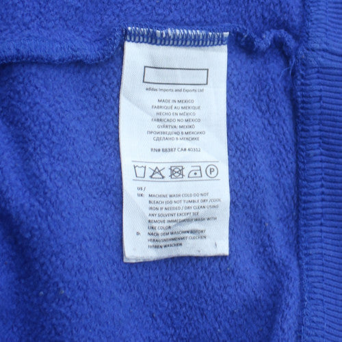 Adidas Men Blue Pullover Hoodie Fleece Graphic Logo Size S