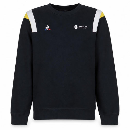 Front view of Le Coq Sportif Men Black Sweatshirt Small Crew Neck F1 Team Pullover