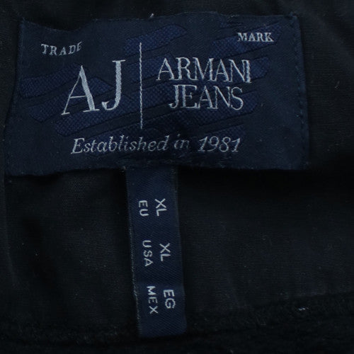 Armani Jeans Men's Black XL Henley Style Hooded Sweatshirt