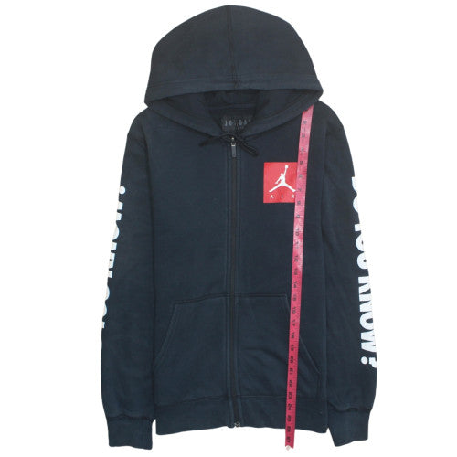 Jordan Air Mens Black Full Zip Hoodie Small Logo Graphic Sweatshirt
