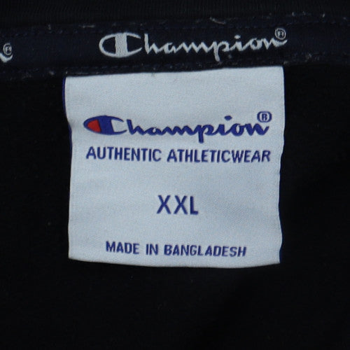 Champion Men's Black Pullover Hoodie 2XL Logo Fleece Sweatshirt